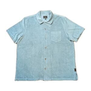 Todd Snyder Terry Polo Shirt Mens XL Loop Collar Blue Short Sleeve Chest Pocket